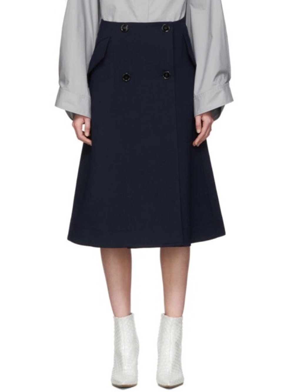 MM6 Maison Margiela Navy Double-Button A-Line Skirt - Size 36